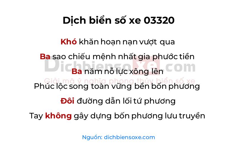 Dịch thơ biển số 03320