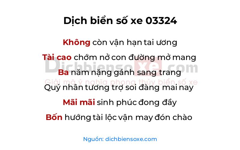 Dịch thơ biển số 03324