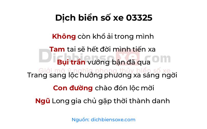 Dịch thơ biển số 03325