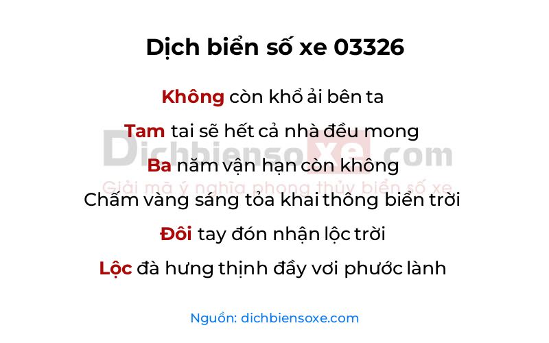 Dịch thơ biển số 03326