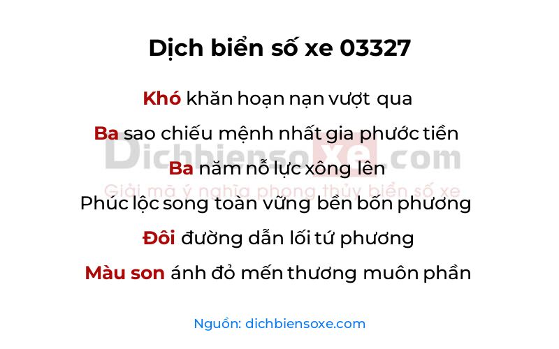 Dịch thơ biển số 03327