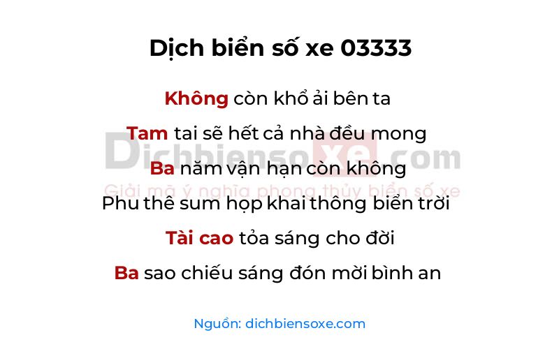 Dịch thơ biển số 03333