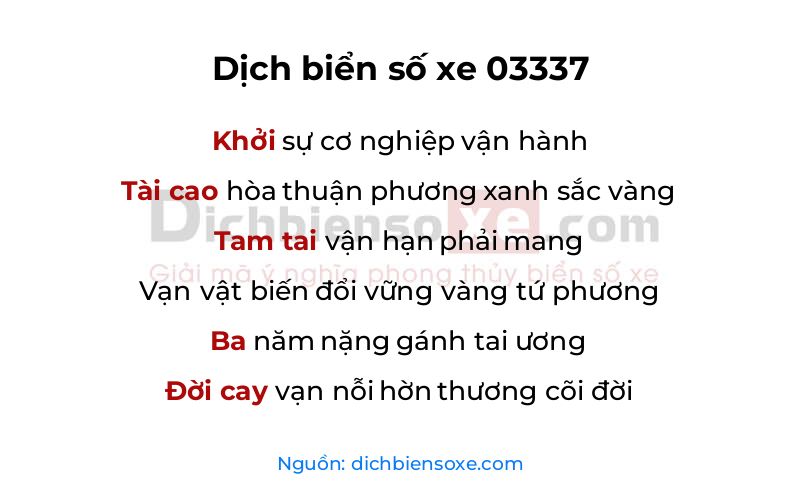 Dịch thơ biển số 03337