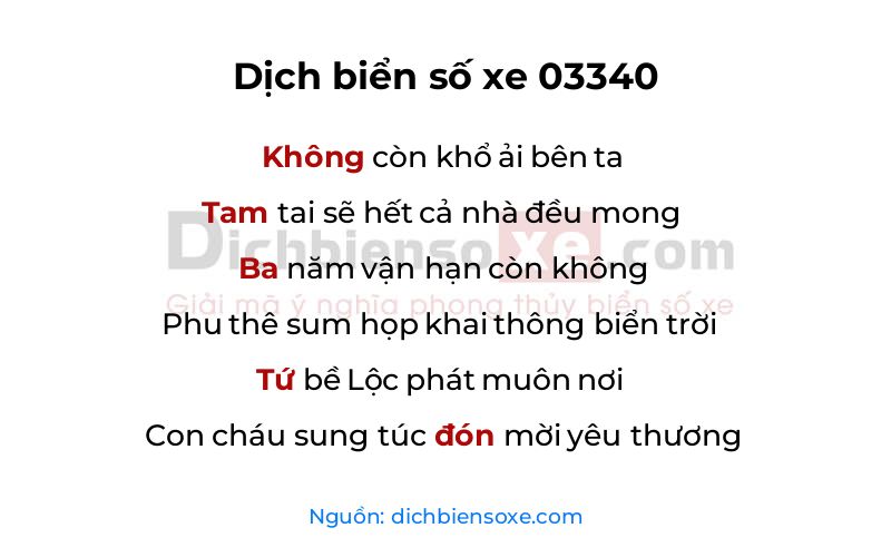 Dịch thơ biển số 03340