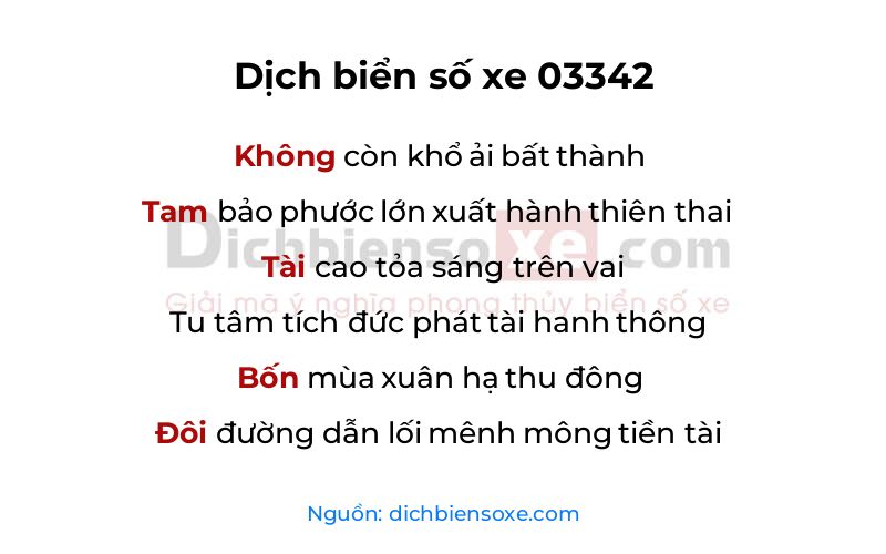 Dịch thơ biển số 03342