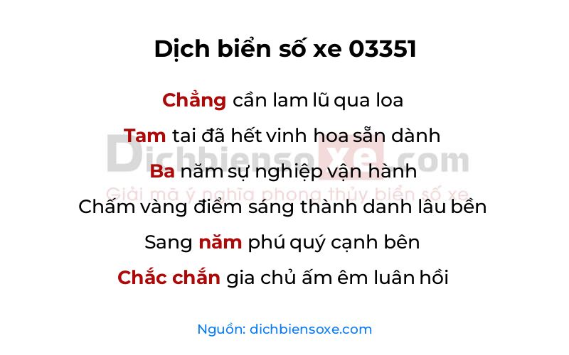 Dịch thơ biển số 03351