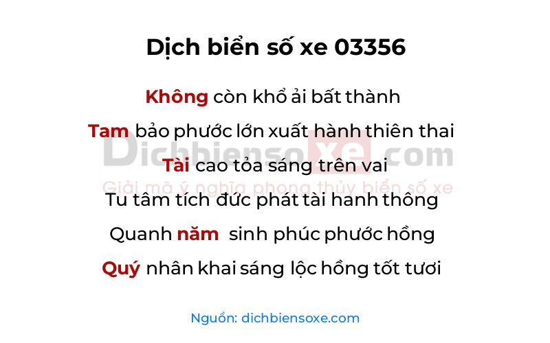 Dịch thơ biển số 03356