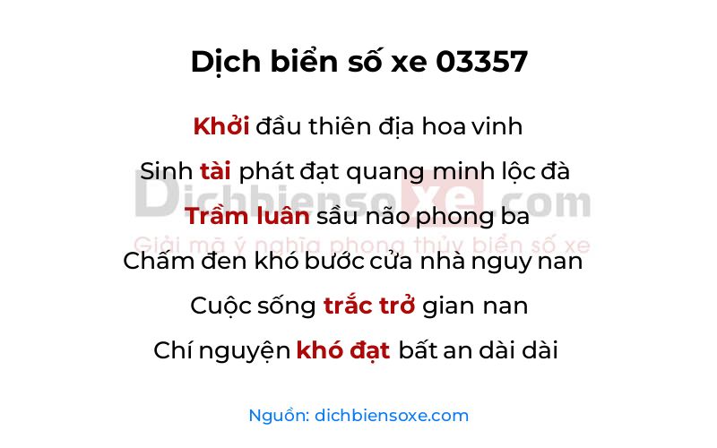 Dịch thơ biển số 03357