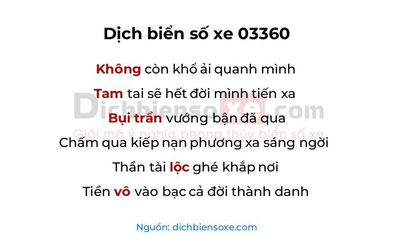 Dịch thơ biển số 03360