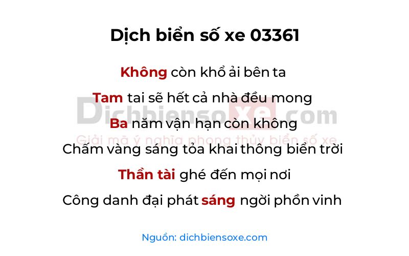 Dịch thơ biển số 03361