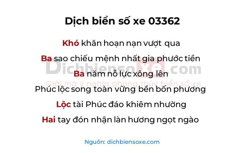 Dịch thơ biển số 03362