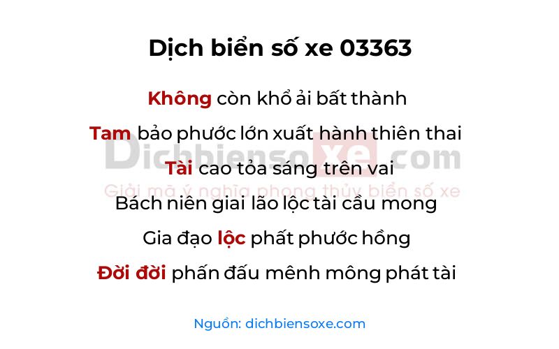 Dịch thơ biển số 03363