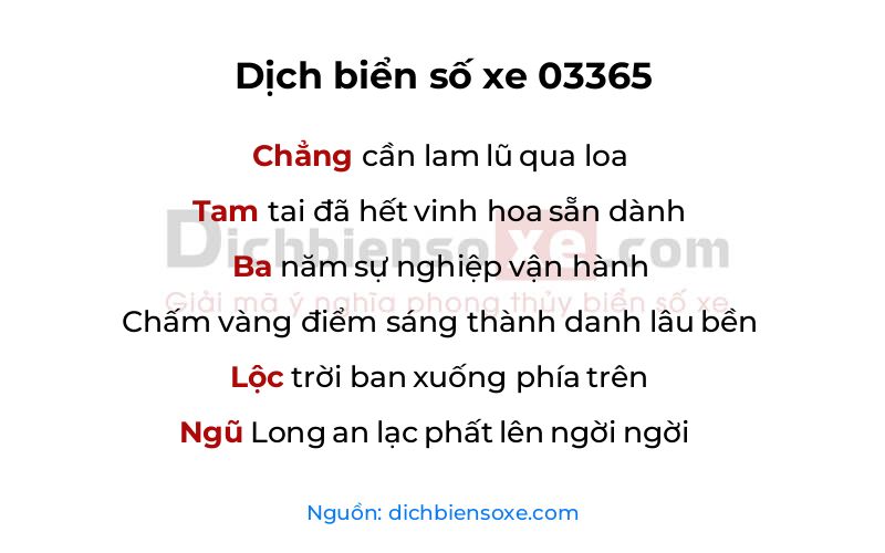 Dịch thơ biển số 03365