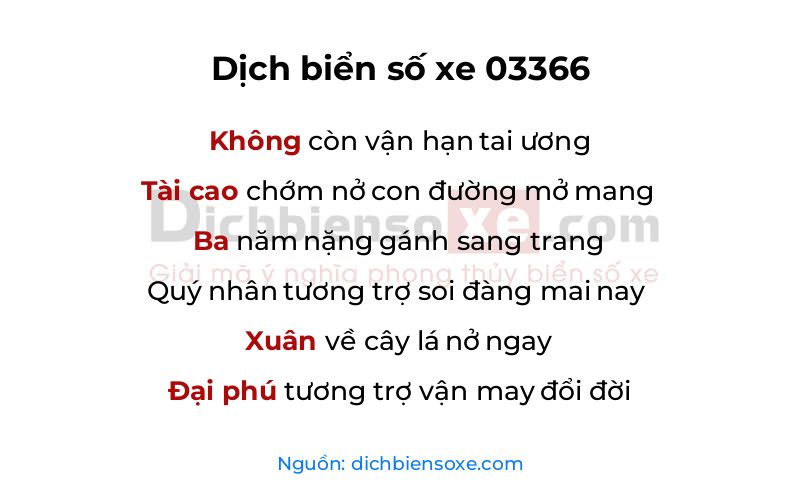 Dịch thơ biển số 03366