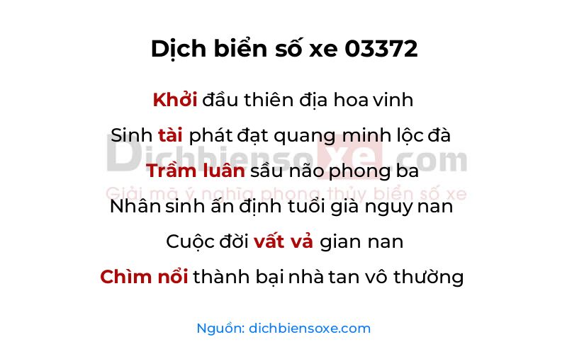 Dịch thơ biển số 03372