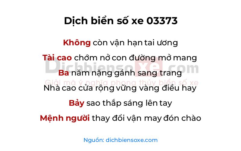 Dịch thơ biển số 03373