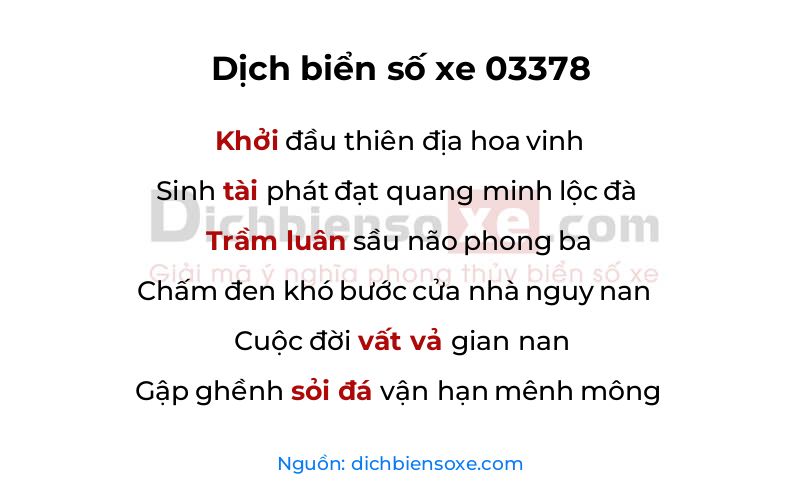 Dịch thơ biển số 03378