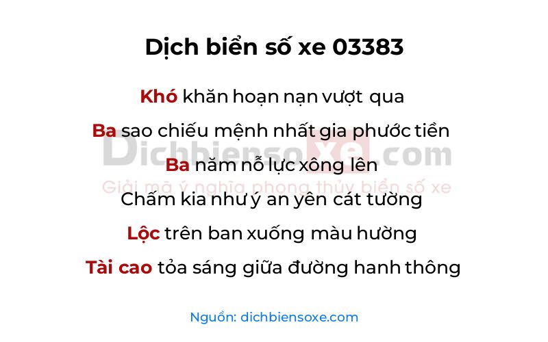 Dịch thơ biển số 03383