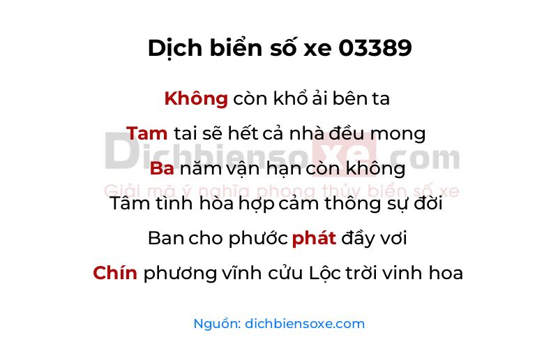 Dịch thơ biển số 03389