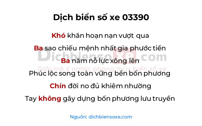 Dịch thơ biển số 03390