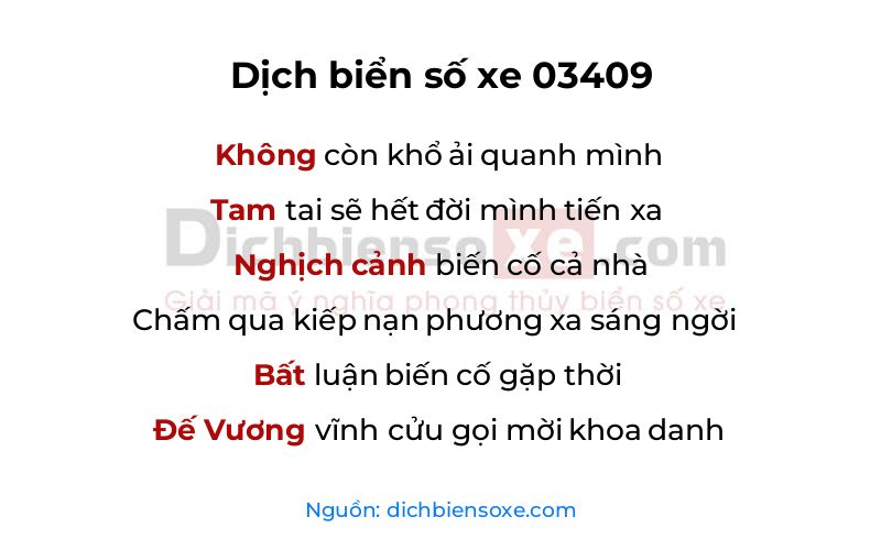 Dịch thơ biển số 03409