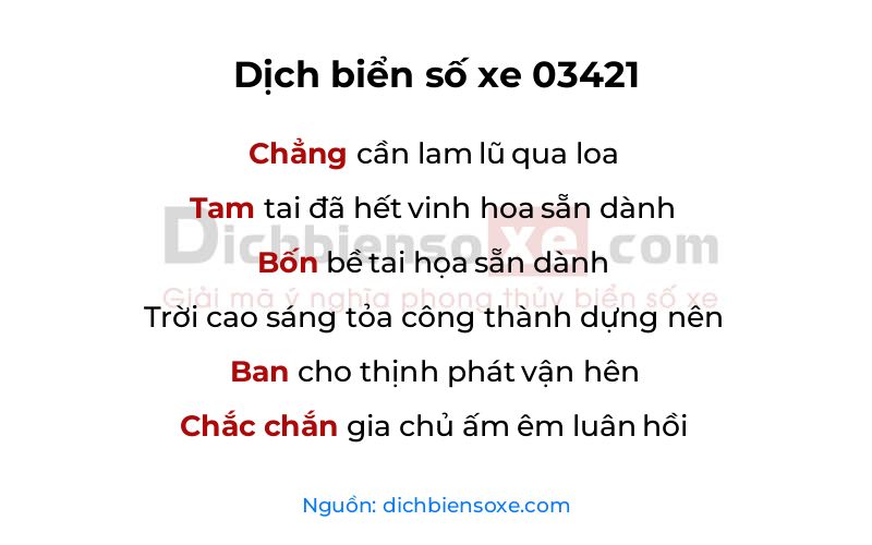 Dịch thơ biển số 03421