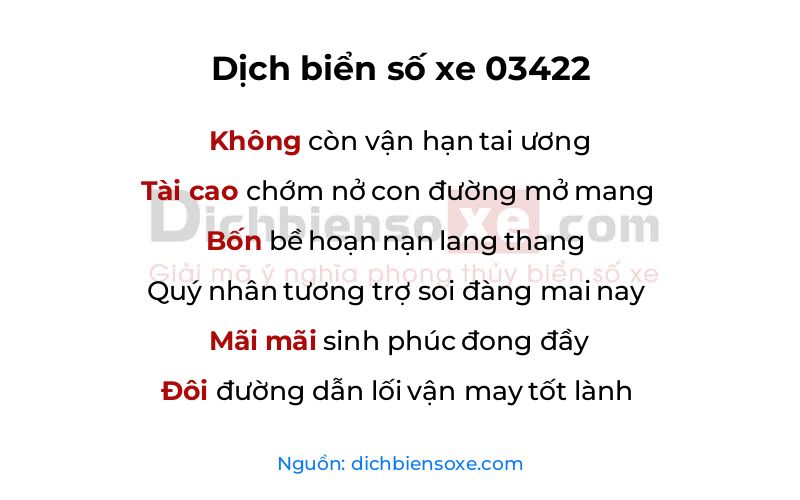 Dịch thơ biển số 03422