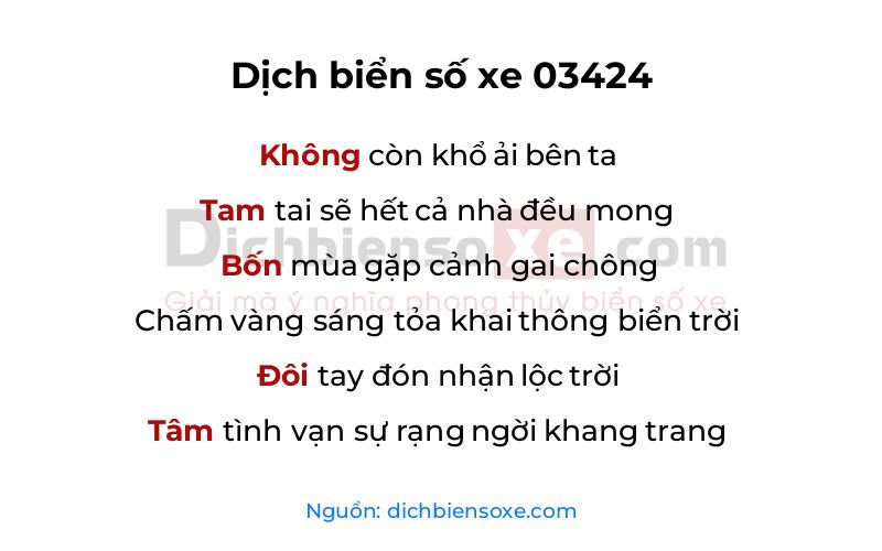 Dịch thơ biển số 03424