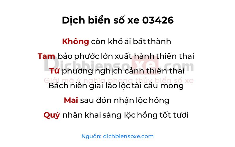 Dịch thơ biển số 03426