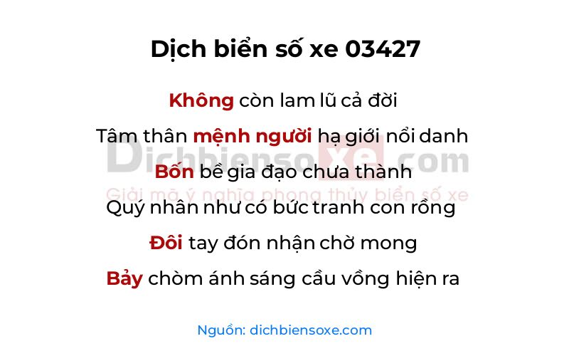 Dịch thơ biển số 03427