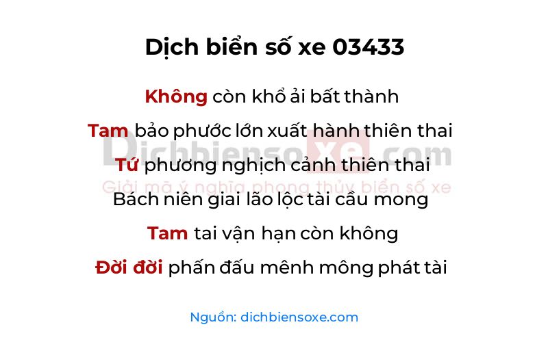 Dịch thơ biển số 03433