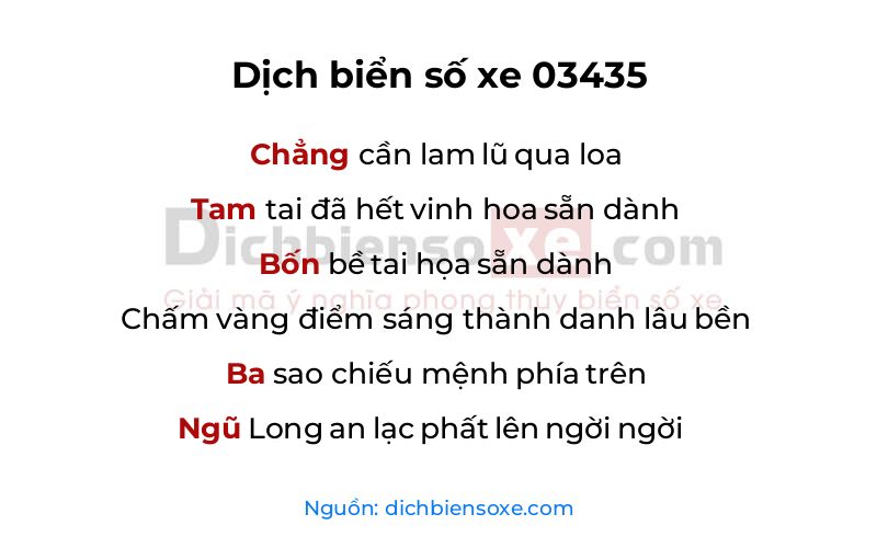 Dịch thơ biển số 03435