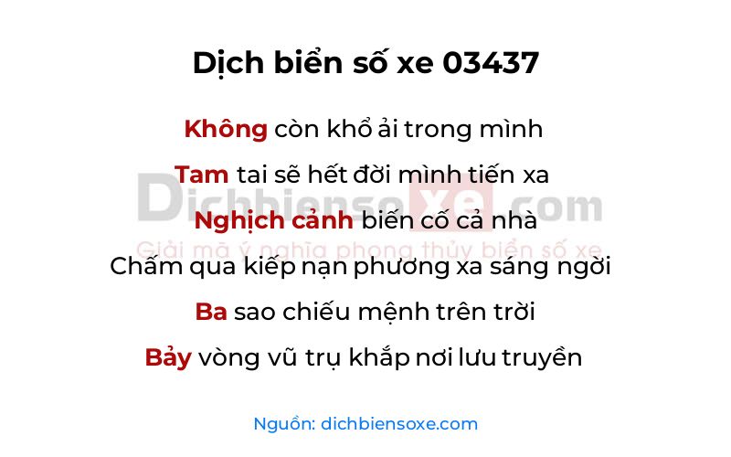 Dịch thơ biển số 03437