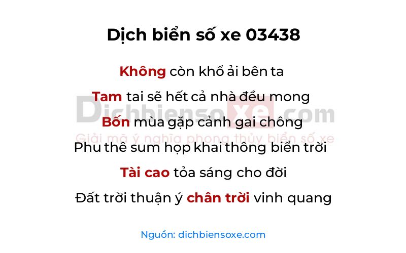 Dịch thơ biển số 03438