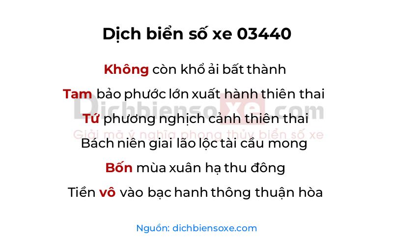 Dịch thơ biển số 03440