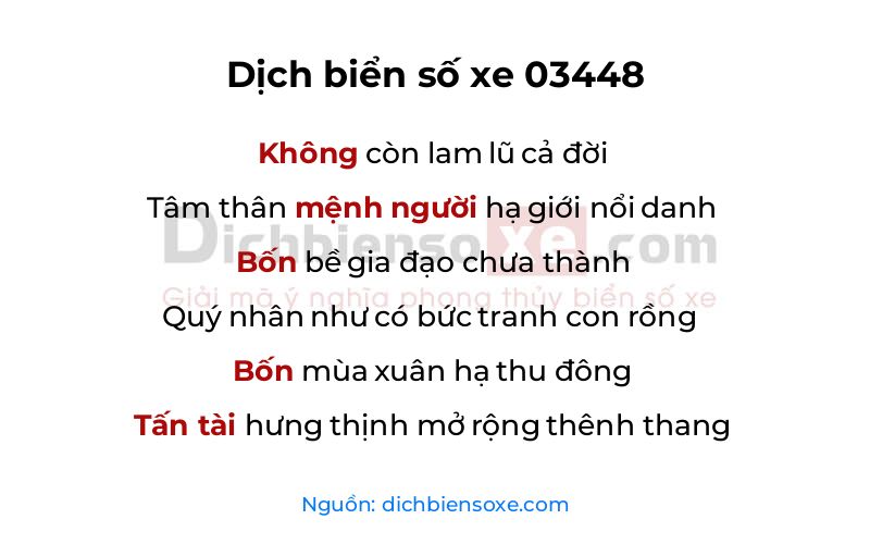 Dịch thơ biển số 03448