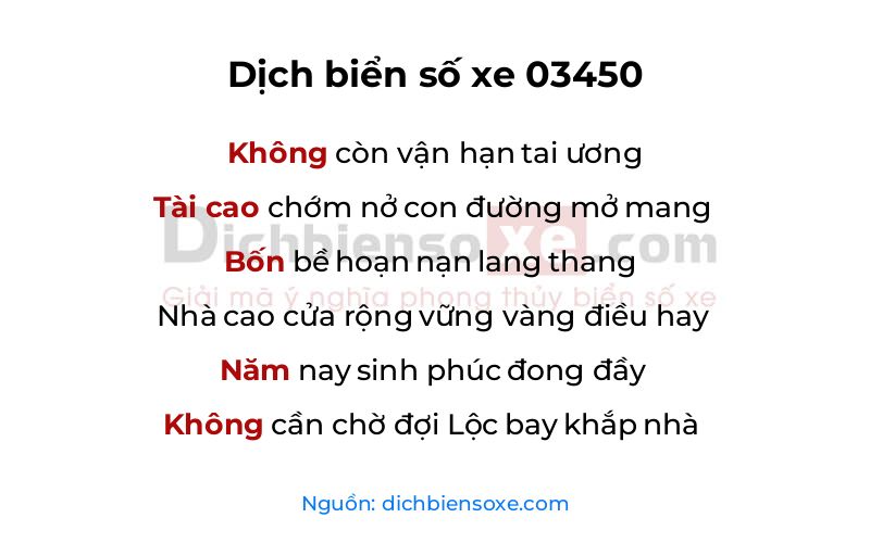 Dịch thơ biển số 03450