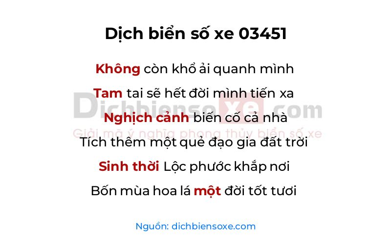 Dịch thơ biển số 03451