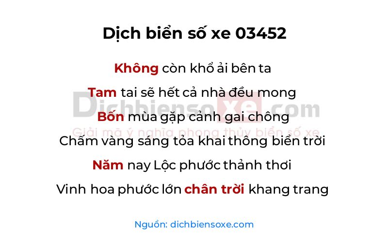 Dịch thơ biển số 03452