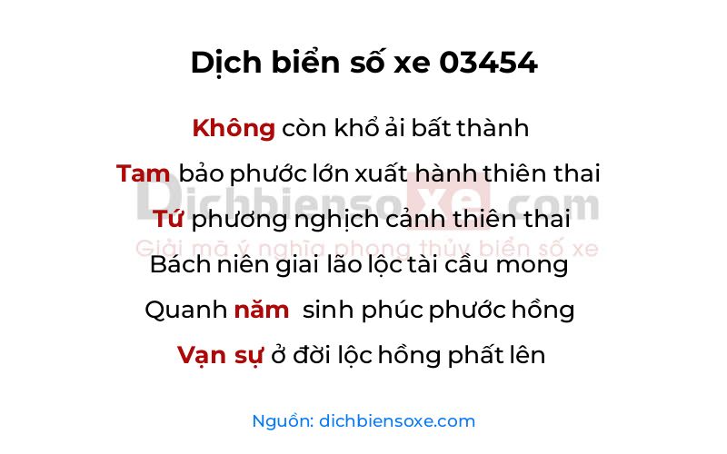 Dịch thơ biển số 03454