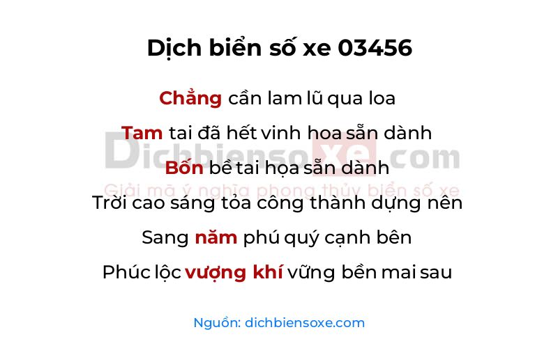 Dịch thơ biển số 03456