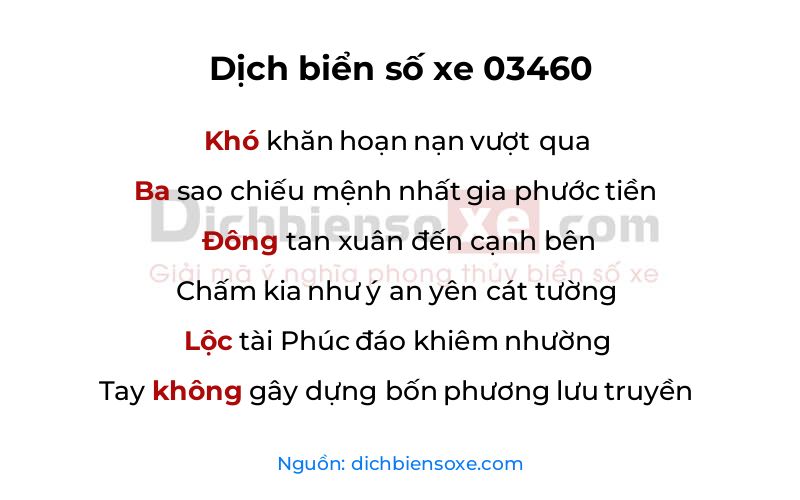 Dịch thơ biển số 03460