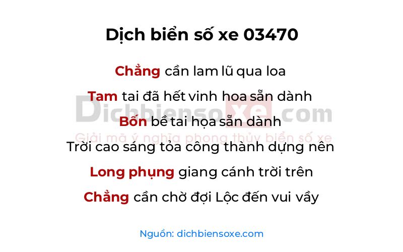 Dịch thơ biển số 03470