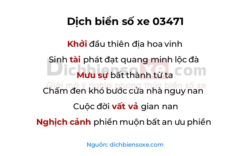 Dịch thơ biển số 03471