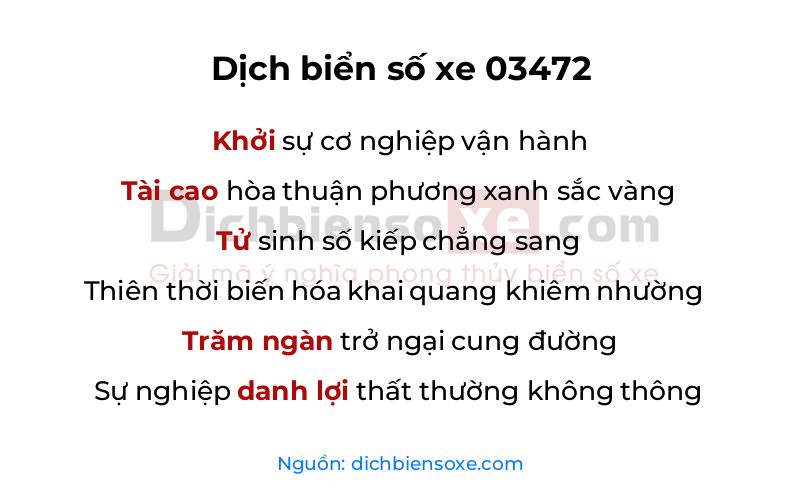 Dịch thơ biển số 03472