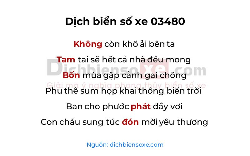 Dịch thơ biển số 03480