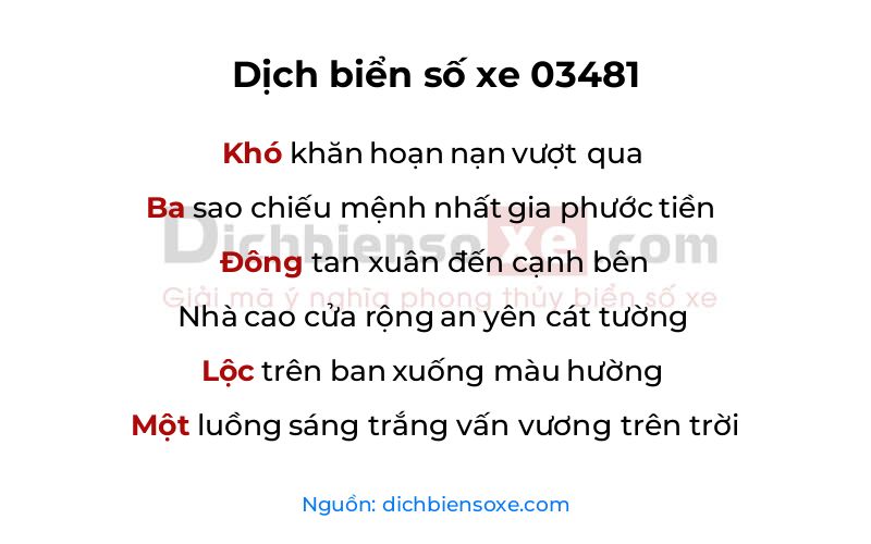 Dịch thơ biển số 03481