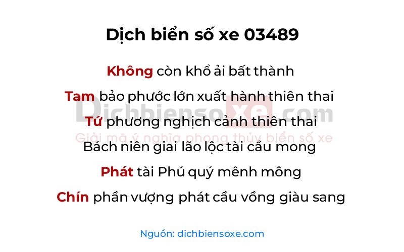 Dịch thơ biển số 03489