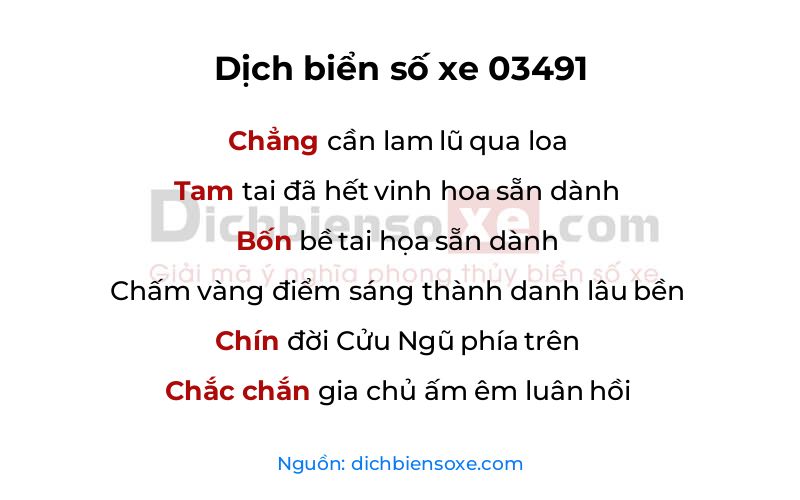 Dịch thơ biển số 03491