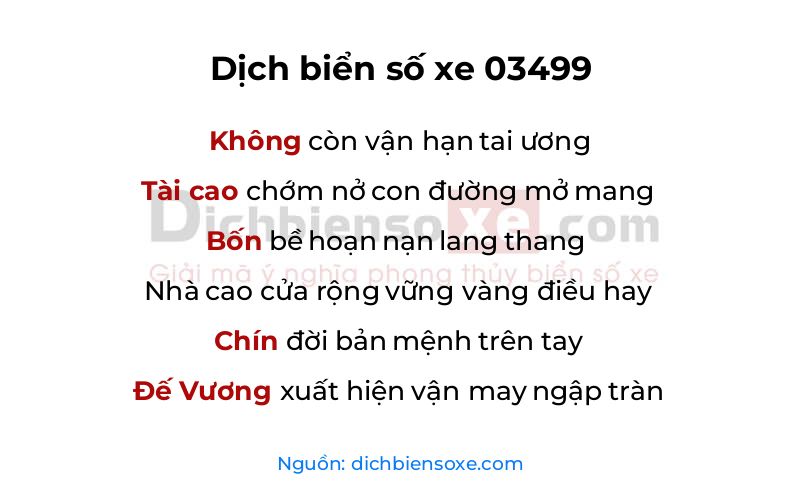 Dịch thơ biển số 03499